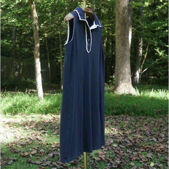 Lands’ End Navy White Sleeveless Polo Shift Dress - Picture 4 of 6